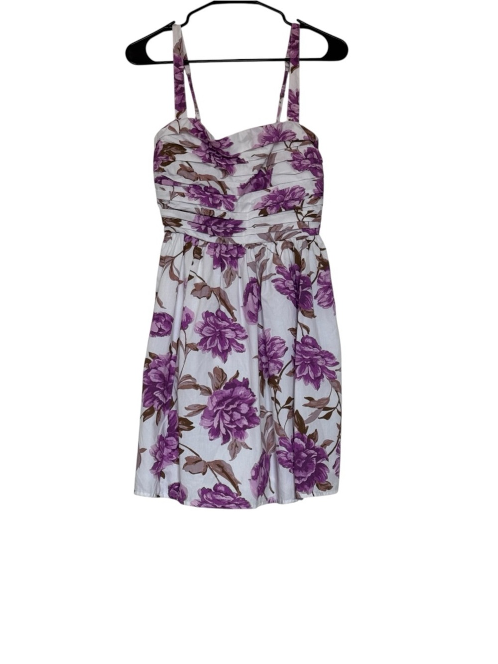 Abercrombie & Fitch Purple Floral Ruched Sweetheart Mini Sundress ST